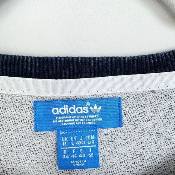 ADIDAS | Dark Blue Short Sleeve Sweatshirt Top Trefoil Logo Women’s Size Large - Picture 5 of 7